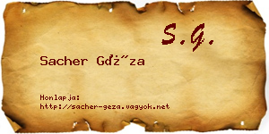 Sacher Géza névjegykártya